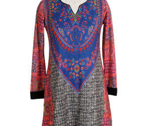 Printed A Line Kurti With Beadwork