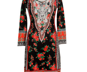 Printed A Line Kurti With Beadwork And Lace Trims